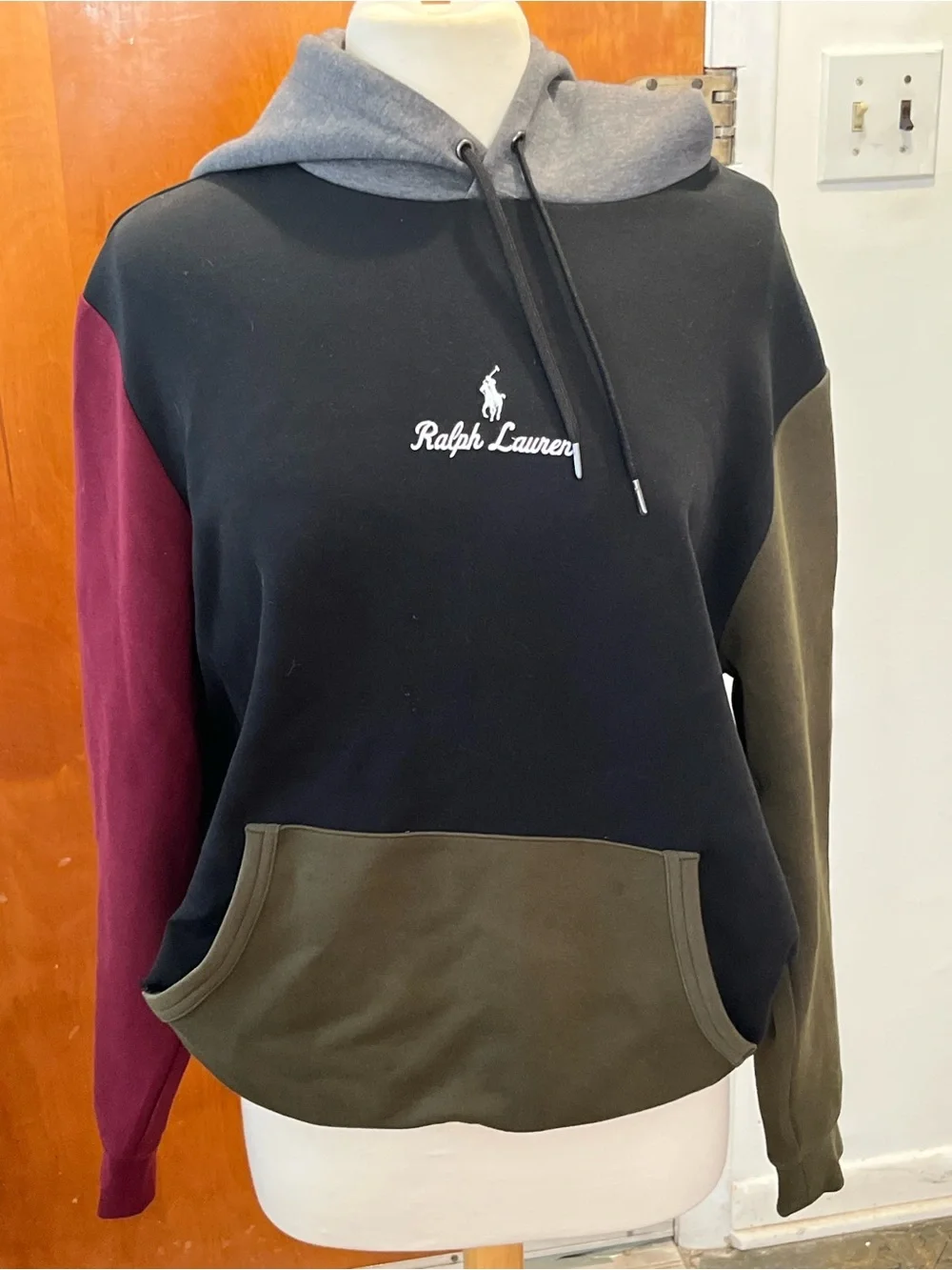 Polo Ralph Lauren Men's Aviator Navy Logo Double Knit Pullover Hoodie. Size L